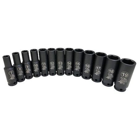Atd Tools ATD 13-Piece 3/8-inch Drive 6 Point Metric Deep Impact Socket Set 2701